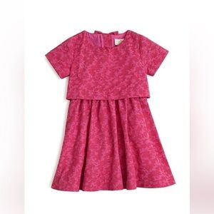 Kate Spade New York Short Sleeve Jacquard Popover Pink Red Dress